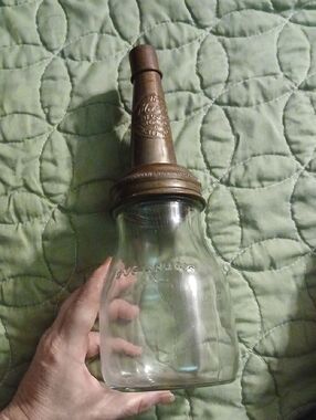 Antique Clear Glass  Master Oil Bottle with Copper Spout
